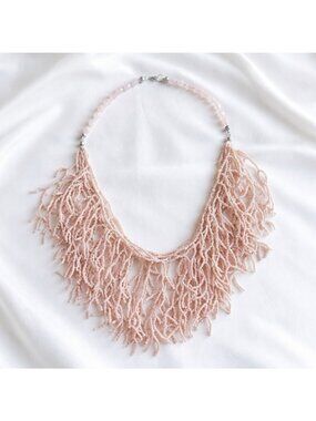 Reimagined Pink Coral Multi Strand Statement Necklace